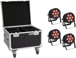 EUROLITE Set 4x LED IP PAR 7x8W QCL Spot + Case with wheels (20000877) - mangosound