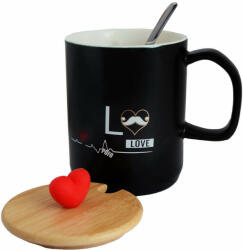 Pufo Kerámia bögre bambusz fedéllel Pufo Love Him, kávéhoz vagy teához (Pufo2745)