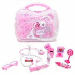 Pink orvosi készlet műanyag bőröndben - doktoros játék (BBJ) (pepita-4225237)