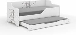 LILU gyerekágy laminált fronttal és oldallal 160x80cm matraccal és ágyazható ágyneműtartóval benne 140x70 cm matraccal - hintázó lány