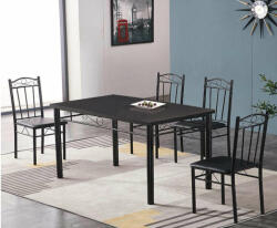  Étkezőasztal szett 4 db kárpitozott székkel fekete BC FUR-102-17B (FUR-102-17B)