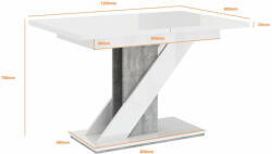 WM-Meble Maasix WGS magasfényű bővíthető 6-8 személyes étkezőasztal Fehér (SAJPR5907648320161F)