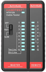 Habotest HT812A Hálózati kábel tesztelő RJ45/RJ14/RJ12/RJ9