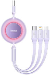 Baseus Bright Mirror 3, 3 az 1-ben Mikro USB / Lightning / USB-C kábel, 66W / 2A, 1.1 m (lila) - mobilehome