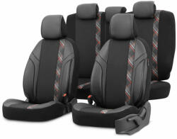 Ford Fusion OTOM univerzális üléshuzat szett HORIZON 1801 FEKETE PIROS 3-ZIP PRÉMIUM (6466639)