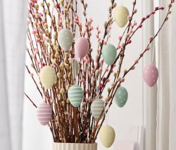 Tchibo 12 húsvéti tojás 3 x rózsaszín 3 x sárga 3 x zöld 3 x bézs Felakasztó: fehér