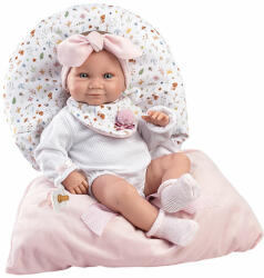 Llorens Llorens: 38cm-es újszülött lány baba rózsaszín hálózsákkal (73801) - jatekshop