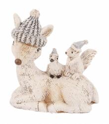 Yala Design Őzike sapkában mókussal és madárkával a hátán karácsonyi dekoráció 473555 (473555)