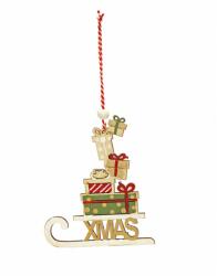 Yala Design Ajándékok szánkóra halmozva - fa karácsonyfadísz és dekoráció (058783)