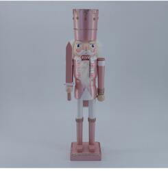 Yala Design 20cm-es Fa Diótörő katona figura, rózsaszín-fehér karácsonyi dekoráció 729748 (729748)