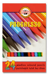KOH-I-NOOR Színes ceruza készlet, henger alakú, famentes, KOH-I-NOOR "Progresso 8758/24", 24 különböző szín (TKOH8758) - fapadospatron