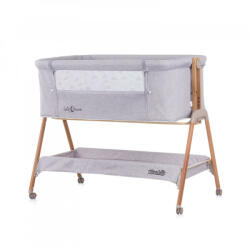 Chipolino Sweet Dreams szülői ágyhoz csatlakoztatható kiságy - grey/wood - babycenter-siofok