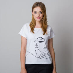 Willsoor Női póló fehér színben fekete nyomtatott mintával 11941