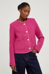 Answear Lab gyapjú kabát rózsaszín, sima, egysoros gombolású - rózsaszín M