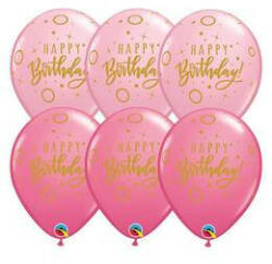 Qualatex Szülinapi lufi 11" 28cm, 6db/csom, Happy Birthday, q29304rp (LUFI819712)
