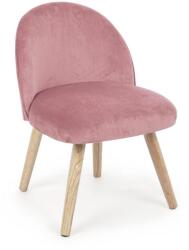 Bizzotto Fotoliu cu tapiterie din velur roz si picioare lemn natur Adeline 47x57x76 cm (0748171)