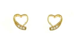 Silver Style Cercei din aur în formă de inimă cu trei zirconii