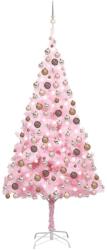 vidaXL Brad de Crăciun artificial cu LED-uri&globuri roz 210 cm PVC (3077586) - comfy