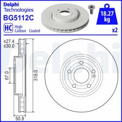 DELPHI Disc frana DELPHI BG5112C (BG5112C) - automobilus