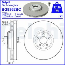 DELPHI Disc frana DELPHI BG9362BC (BG9362BC) - automobilus