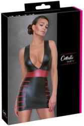 Cottelli Collection Party - csíkos, testre simuló ruha (fekete-vörös) (27178831031) - vagyaim
