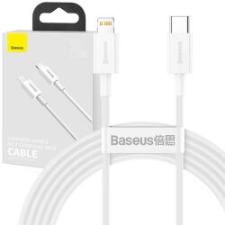 USB-C kábel a Lightning Baseus Superior sorozathoz, 20 W, PD, 2 m (fehér) - pixelrodeo