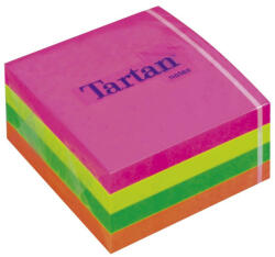 Tartan Öntapadó jegyzettömb, 76x76 mm, 400 lap, TARTAN, vegyes neon színek (LPT7676CN) (7100172407)