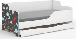  LILU gyerekágy laminált fronttal 160x80cm matraccal és ágyneműtartóval - színes dínós