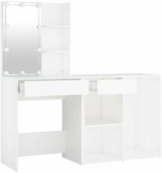 vidaXL Fehér szerelt fa fésülködőasztal led-ekkel és szekrénnyel (3082017) - pepita