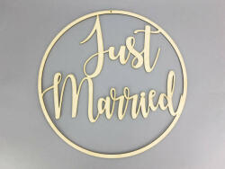Natúr fa - "Just Married" felirat keretben 40cm (6417)