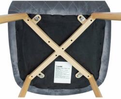 Jumi Skandináv típusú szék, velúr, öltésmintás háttámla, szürke és nat (MCTART-CM-923249)
