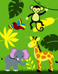 CORTINATEX Trendy Kids Zöld dzsungel állatai D231A gyerekszőnyeg 280x360 cm (txtbe106)