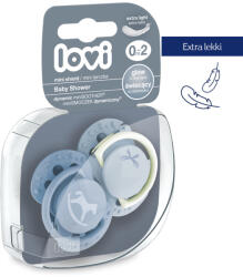 LOVI Lovi, Baby Shower Boy, suzeta dinamica din silicon, 0-2 luni, 2 buc
