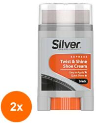 Silver Set 2 x Crema Lichida pentru Pantofi cu Aplicator, Silver, Negru, 50 ml x 6 Bucati (ROC-2xMAG1016291TS)