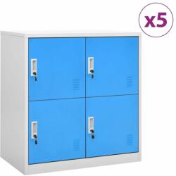 vidaXL 5 db világosszürke-kék acél zárható szekrény 90 x 45 x 92, 5 cm (3095228)