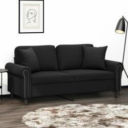 vidaXL 2 személyes fekete bársony kanapé díszpárnákkal 140 cm (3200950) - vidaxl