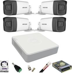 Hikvision Kit de supraveghere Hikvision cu 4 camere de 2 Megapixeli, Infrarosu 40M, DVR cu 4 canale și accesorii incluse (39196-)