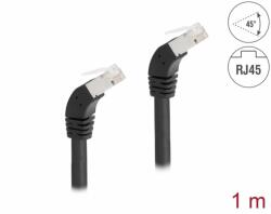 Delock Cablu de retea RJ45 Cat. 6A S/FTP unghi jos/jos 45 grade 1m Negru, Delock 80275 (80275)