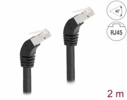Delock Cablu de retea RJ45 Cat. 6A S/FTP unghi jos/jos 45 grade 2m Negru, Delock 80276 (80276)