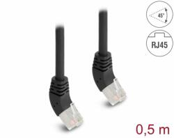Delock Cablu de retea RJ45 Cat. 6A S/FTP unghi sus/sus 45 grade 0.5m Negru, Delock 80260 (80260)