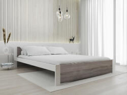 Pat dublu Culoare alb/stejar trufa, IKAROS 180 x 200 cm Saltele: Cu saltele Coco Maxi 19 cm, Somiera pat: Cu lamele drepte