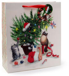 Puckator Ltd Karácsonyi ajándéktasak 35x40x12cm - Karácsonyi Macskák - Kim Haskins (XGBAG109X)