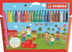 STABILO Filctoll készlet, 0, 7 mm, STABILO "Trio A-Z", 24 különbözõ szín (24 db) (TST37824)