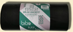 Cleaneco 100% újrahasznosított hulladékgyűjtő zsák 135 liter - 70x110cm, fekete 20db/roll (HZSECO135L)