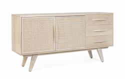 Bizzotto Comoda lemn mango rattan natur 2 usi 3 sertare Sahana 155x40x80 cm (0747054) Comoda