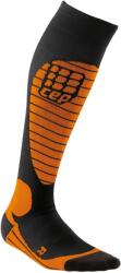 CEP - sosete lungi compresie ski pentru femei Ski Race Socks - negru portocaliu intens (WP42Y2)