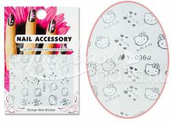 MoonbasaNails Akril hatású matrica Y036-S Ezüst Hello Kitty