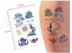 TyToo Matrica tetoválás Kalóz Cápák Térképpel EC-245