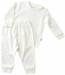 BabyCosy Set bluzita cu maneca lunga si pantaloni lungi - bumbac organic 100% - Ecru cu buline, BabyCosy (Marime: 9-12 luni) (BC-CSY2010-9)