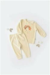 BabyCosy Set Curcubeu cu bluzita cu maneca lunga si pantaloni lungi din 80%bumbac organic si 20% poliester - Crem, BabyCosy (Marime: 6-9 luni) (BC-CSYK6006-6)